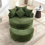 Orisfur. 360&deg Swivel Accent Barrel with Storage Ottoman & 4 Pillows, Modern Chenille Leisure WF323718AAF