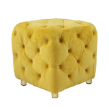 Yellow Modern Velvet Upholstered Ottoman, Exquisite Small End Table, Soft Foot Stool,Dressing Makeup W1170103516