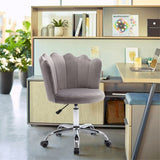 ZUN COOLMORE Velvet Home Office Chair with silver Base, Modern Cute Shell Back Upholstered Desk Chair W39523200