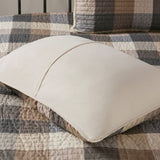 ZUN 6 Piece Printed Herringbone Quilt Set with Throw Pillows Neutral King/Cal King B03597578