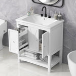 ZUN 30" Bathroom Vanity with Sink Top, Bathroom Vanity Cabinet with Two Doors and One Drawer, MDF WF317782AAK