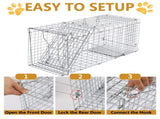 32" Live Animal Cage Trap, Heavy Duty Folding Raccoon Trap, Humane Cat Trap with Handle for Rabbits, 69987129