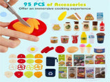 Blue Kids Corner Play Kitchen with Realistic Sounds, Lights & Steam, 95PCS Accessories Pretend 17632106