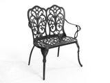 Patio Garden Bench Metal Park Bench Cast Aluminum Outdoor Furniture with Floral Rose for 51501438