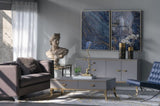 Set of 2 Blue and Gold Framed Art Panels, Unique Marbled Design, 30.5" x 40" W2078130282