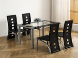 (new code02878244)5 Pieces Dining Table Set for 4, Kitchen Room Tempered Glass Dining Table, 4 03640363