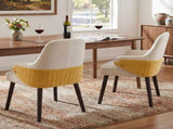 Indoor Dining Chair Set of 2, Beige & Yellow Two-Tone Fabric Armchair with Sturdy Frame, Modern N779P370716B