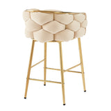28'' Modern Counter Stools Set of 2,Beige Counter Stools with iron Frame,Soft back and N780P199861W