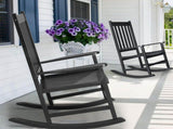 Outdoor Wood Rocking Chair, Wooden Patio Rocking Chair with Comfortable Backrest, Weatherproof Patio 23489524