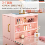 pink relief particle board tempered glass 141*50*112cm three doors and two drawers fanless nail 09679547