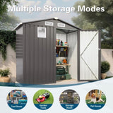 6X4 FT Metal Outdoor Storage Shed, Tool Shed with Pitched Roof Watertight with Positive Window and W3213P309350