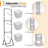 3-Tier Fruit Basket Stand - Removable Wire Bowls, Convertible to 1/2 Tier, Steel Frame with Non-Slip 35184437