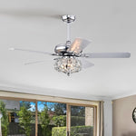 ZUN 52'' Crystal Shade Ceiling Fan Lamp With Remote Control 3 Speed , 5 Reversible W1592P192260