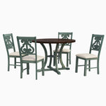 ZUN 5-Piece Round Dining Table and 4 Fabric Chairs with Special-shaped Table Legs and Storage Shelf 15508700