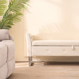 67.91"Wide Velvet Storage Soft Bench with Armrests for Living Room, Entryway and Bedroom. Beige W3118P272638