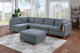 Living Room Furniture Armless Chair Steel Color Dorris Fabric 1pc Cushion Armless Chair Wooden Deco B01147402