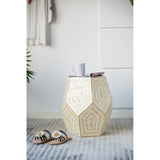 18x18x21" Hexagonal Capes Capiz Stool, Cream/Yellow W2078P326492