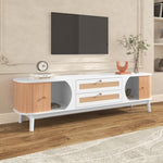 ZUN Rattan TV Stand for TVs up to 75'', Modern Farmhouse Media Console, Entertainment Center with Solid WF316663AAK