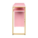 ZUN FCH pink particle board iron pipe 97*35*78cm 2 drawers and 1 door computer desk can be used in 37906813