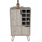 ZUN Manhattan L Bar Cabinet, Eight Built-in Wine Rack, Single Door -Light Gray B20092092