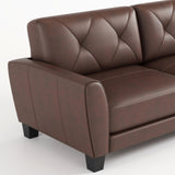 82" Genuine Leather match Two-Over-Two Sofa Living room coach Transitional sofa - Honey Brown W1896P175676