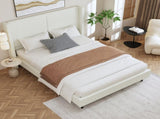 Queen Size Bed Frame with 55.5"High Back Upholstered Headboard,Boucle Fabric,12 Slat W1716P335676