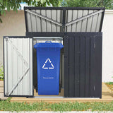 Garbage Bin Shed Stores 2 Trash Cans Metal Outdoor Bin Shed for Garbage Storage,Stainless Galvanized W540P309824
