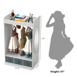 Kids Costume Organizer Costume RackKids ArmoireOpen Hanging Armoire Closet with Mirror-WHITE 27145262