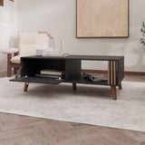 Govan Coffee Table with a Door, Conical Legs, and Open Storage, Wengue B128P263709