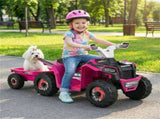 2 in 1 Kids Ride On ATV with Removable Trailer, 6V Electric Quad for Toddlers Ages 3 Rose Red 41959121
