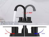 Bathroom Faucet Matte Black 2-Handle Bathroom Sink Faucet 360 Degree High Arc Swivel Spout Centerset 84337541