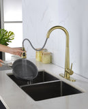 Gold Kitchen Faucets with Pull Down Sprayer, Kitchen Sink Faucet with Pull Out Sprayer, Fingerprint K-4012-BG