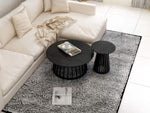 ZUN Round Coffee Table Set of 2, Grille Molding, Suitable for Bedroom, Living Room, Balcony W688116886