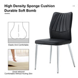 Four black dining chairs. Modern chairs from the Middle Ages. Made of PU material cushion and silver W1512P355785
