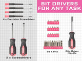146-Piece Drill Set with 8V Pink Cordless Drill, Home Tool Kit with Drill, 49309403