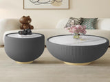 Light Sintered stone Top Cup Shape Leather Coffee modern Sofa Table for Living Room furniture W3081P309607