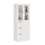 ZUN 3-Door 3-Drawer 4-Layer Bathroom Cabinet, White 79610035