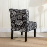 Capa Chalkboard Shadow Print Fabric Armless Contemporary Accent Chair T2574P164261