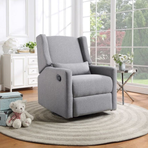 ZUN Pronto Swivel Glider Recliner with Pillow Rich Gray Fabric B02257237