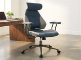 Gray Blue Color Blocking Office Chair with 2D Adjustable Headrest, Ergonomic High-Back Desk Chair 42636464