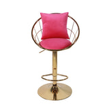 Rose Red velvet bar chair, pure gold plated, unique design,360 degree rotation.adjustable W117094402