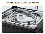 Black Rectangular Patio Heater with Glass Cover, 42 x 42 x 138 cm, Iron Construction, with Wheels 09920518