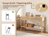 40" Console Table with Storage Drawers & Bottom Shelf, Sturdy PE Rattan Foyer Table for Hallway 81616820