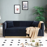 Contemporary Vertical Channel Tufted Velvet Sofa Modern Upholstered Couch for Living Room Apartment W1117P147297