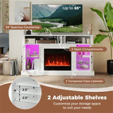 58" TV Stand with RGB Fireplace White- Smart App Remote Control, 4777 BTU Heater 79078321