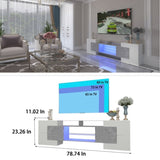 ZUN [Video] TV Console with Storage Cabinets, Long LED TV Stand Full RGB Color Selection, 31 Modes W1701P149171