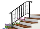Matte Black Outdoor 3 Level Iron Handrail 85809583
