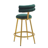 ZUN 27.65'' Modern Counter Stools Set of 2,Dark green velvet Counter Stools with iron Frame,Soft back N780P194940E