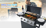 Propane Gas Grill 4 Burner Barbecue Grill, Stainless Steel 34,000 BTU Patio Garden Barbecue Grill W1650137967