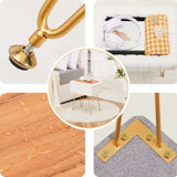 Faux Fur Storage Ottoman Vanity Stool with Metal Legs, Anti-Slip Feet, and Hidden Storage, 16.5" x 89456487